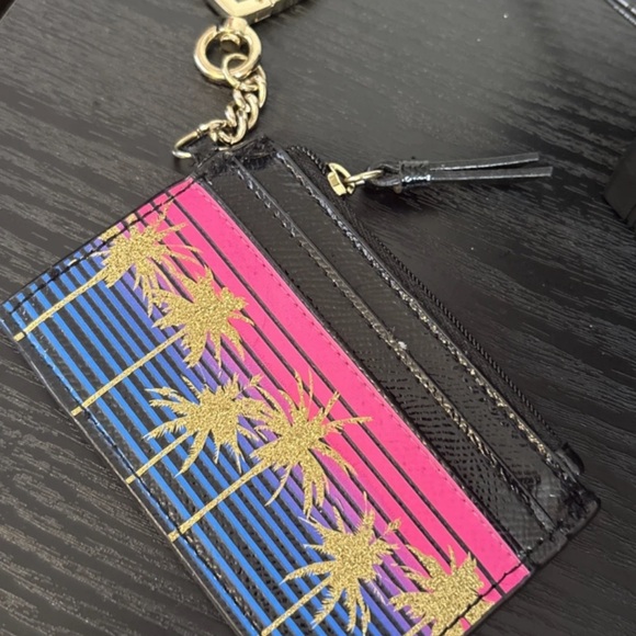 Victoria's Secret Key Chain Card Holder GLITTER PALM TREE GOLD HEART RARE 4.5X3" - Picture 7 of 7